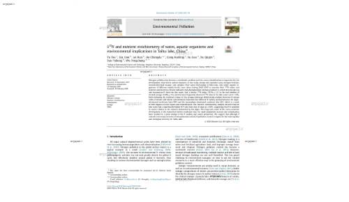 d15N and nutrient stoichiometry of water, aquatic organisms and environmental implications in Taihu lake, China*